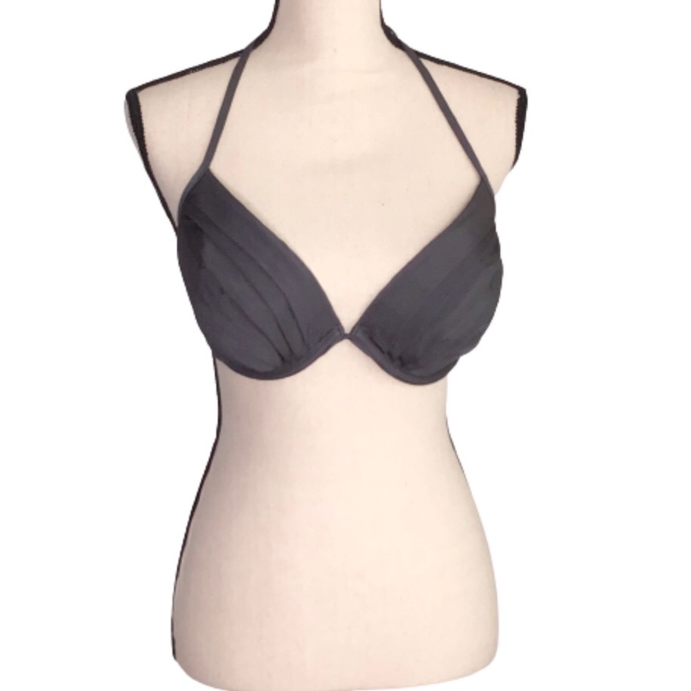H&M Gray Pleated Underwire Padded Bikini Top 36D